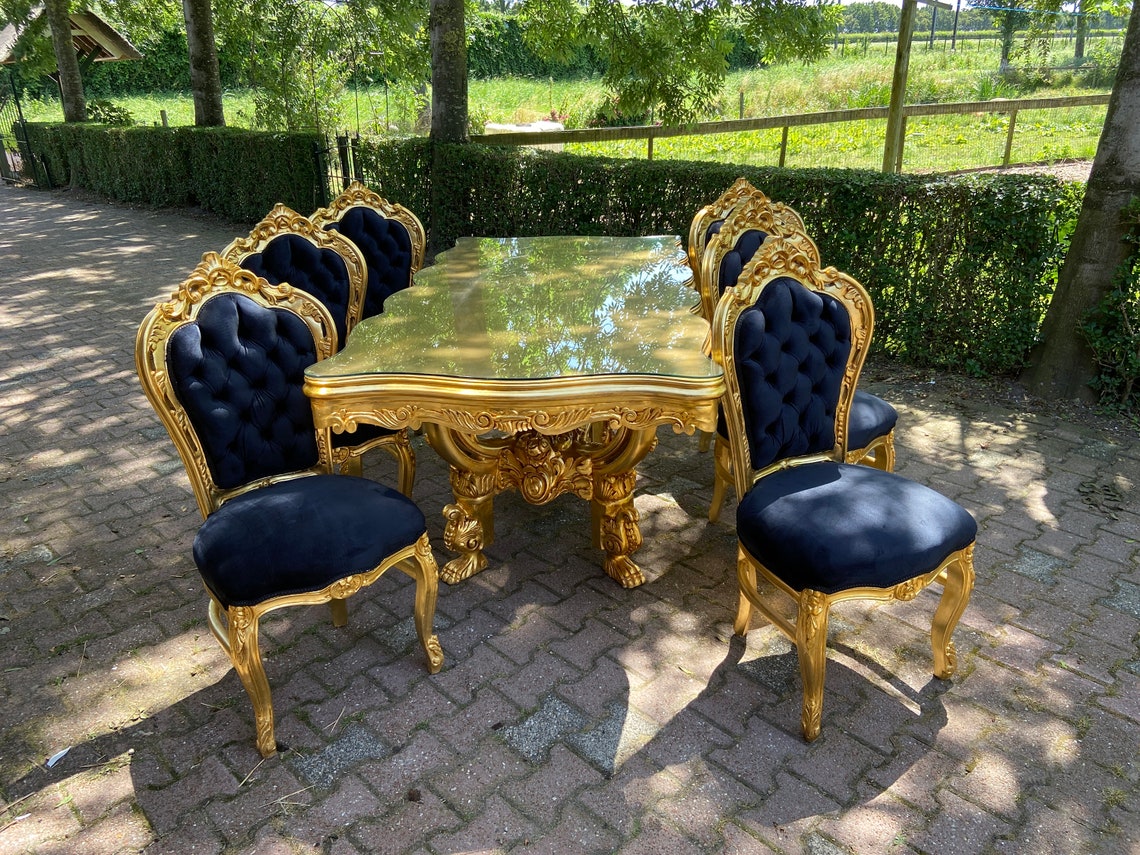 Italian Baroque Style Dining Table With 6 Dining Chairs Etsy