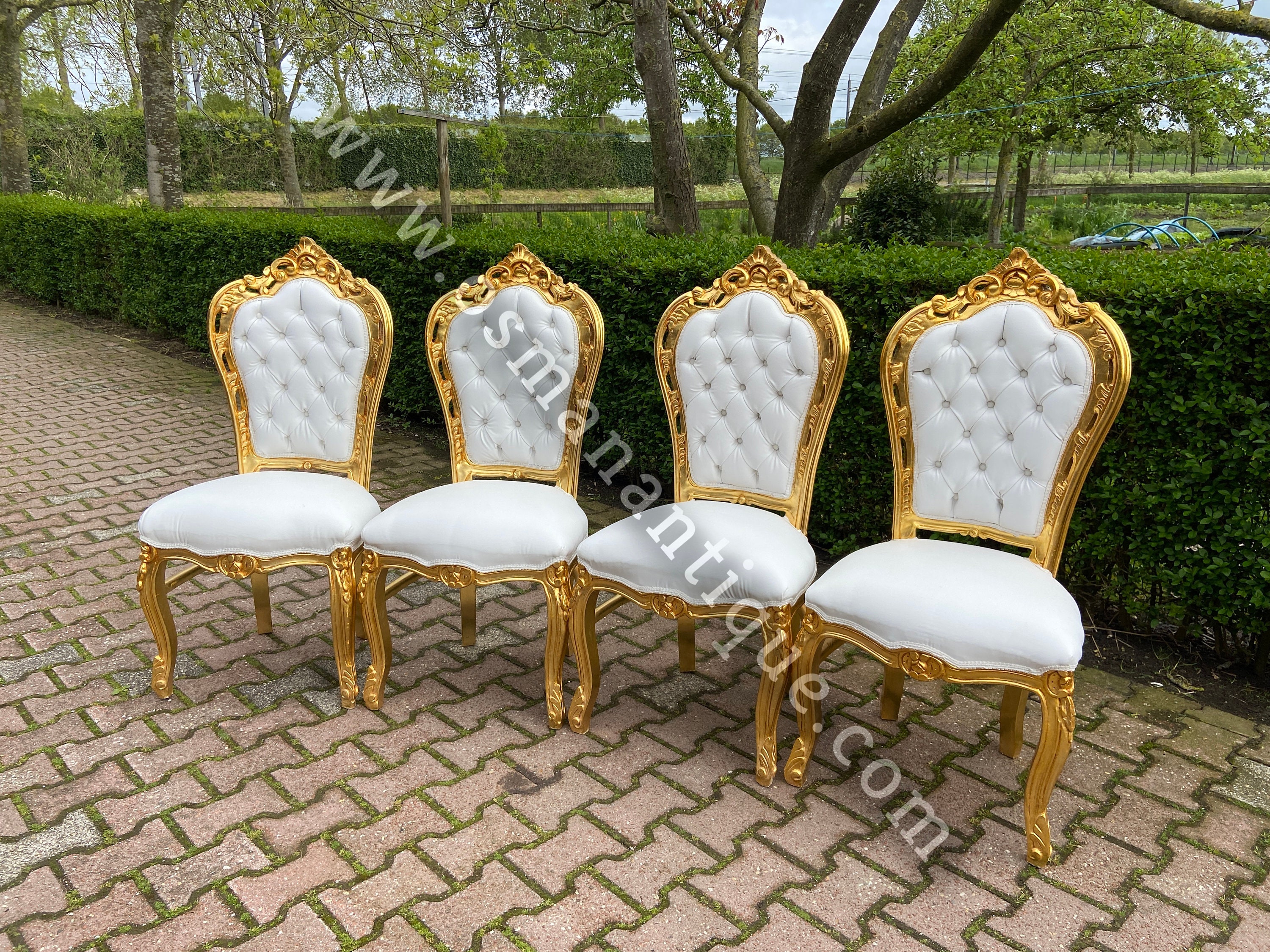 Fantastisch lunch katoen Italian Baroque Style Gold and White Dining Chairs Set of 4 - Etsy