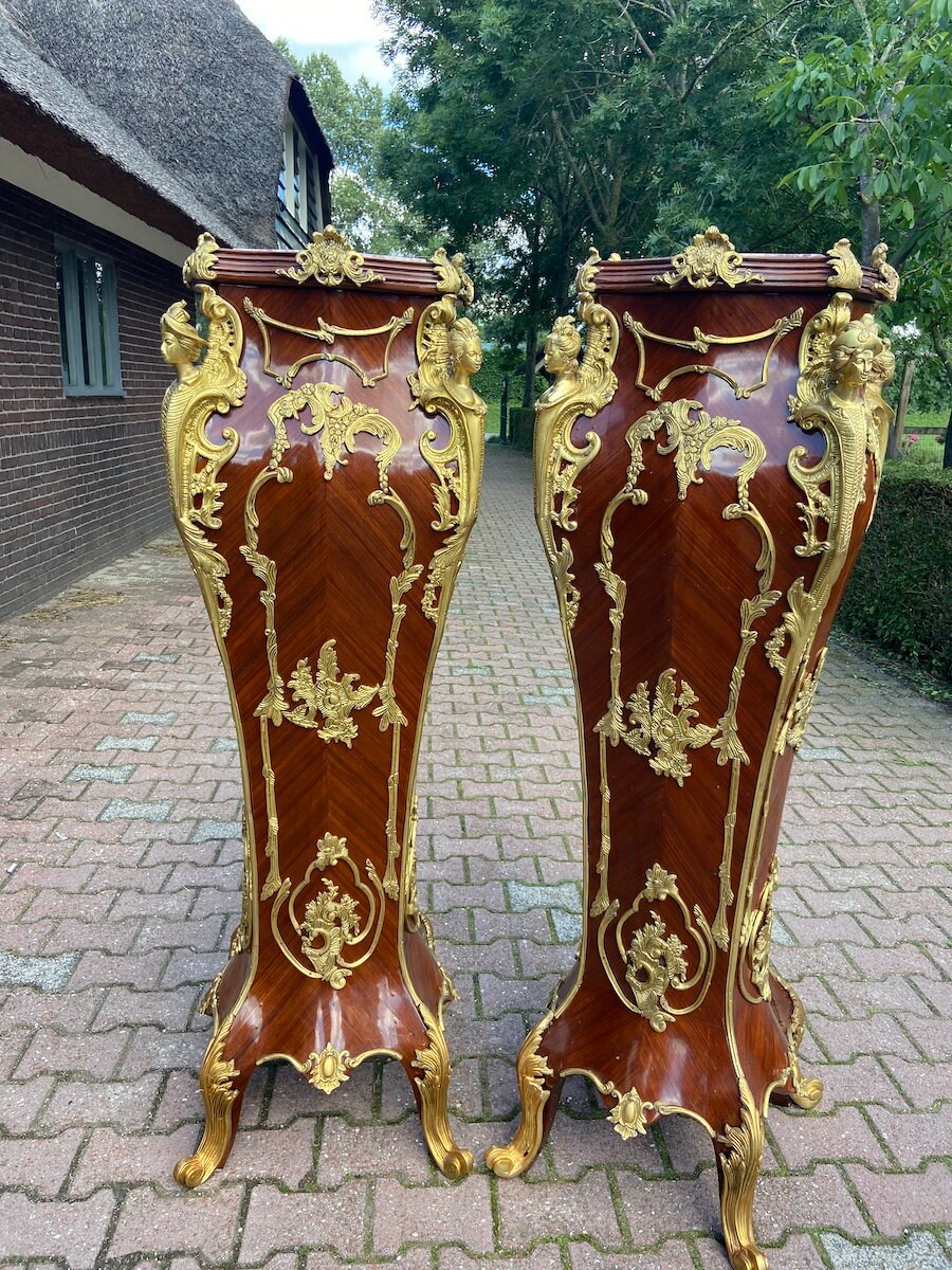 French Louis XVI / Baroque / Rococo Pedestals / Columns in Mahogany ...
