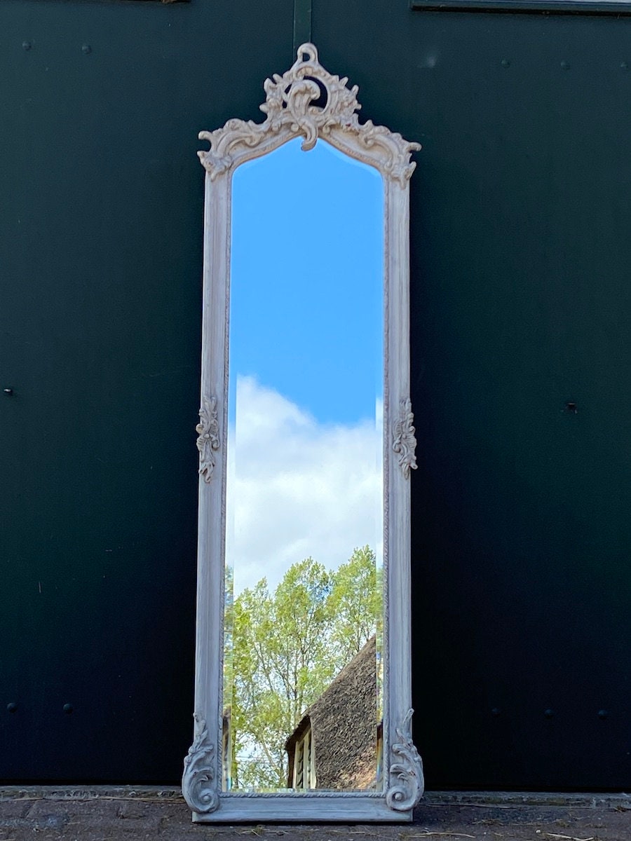 French Rococo Style Mirror in Full Length Antique Whitewash - Etsy