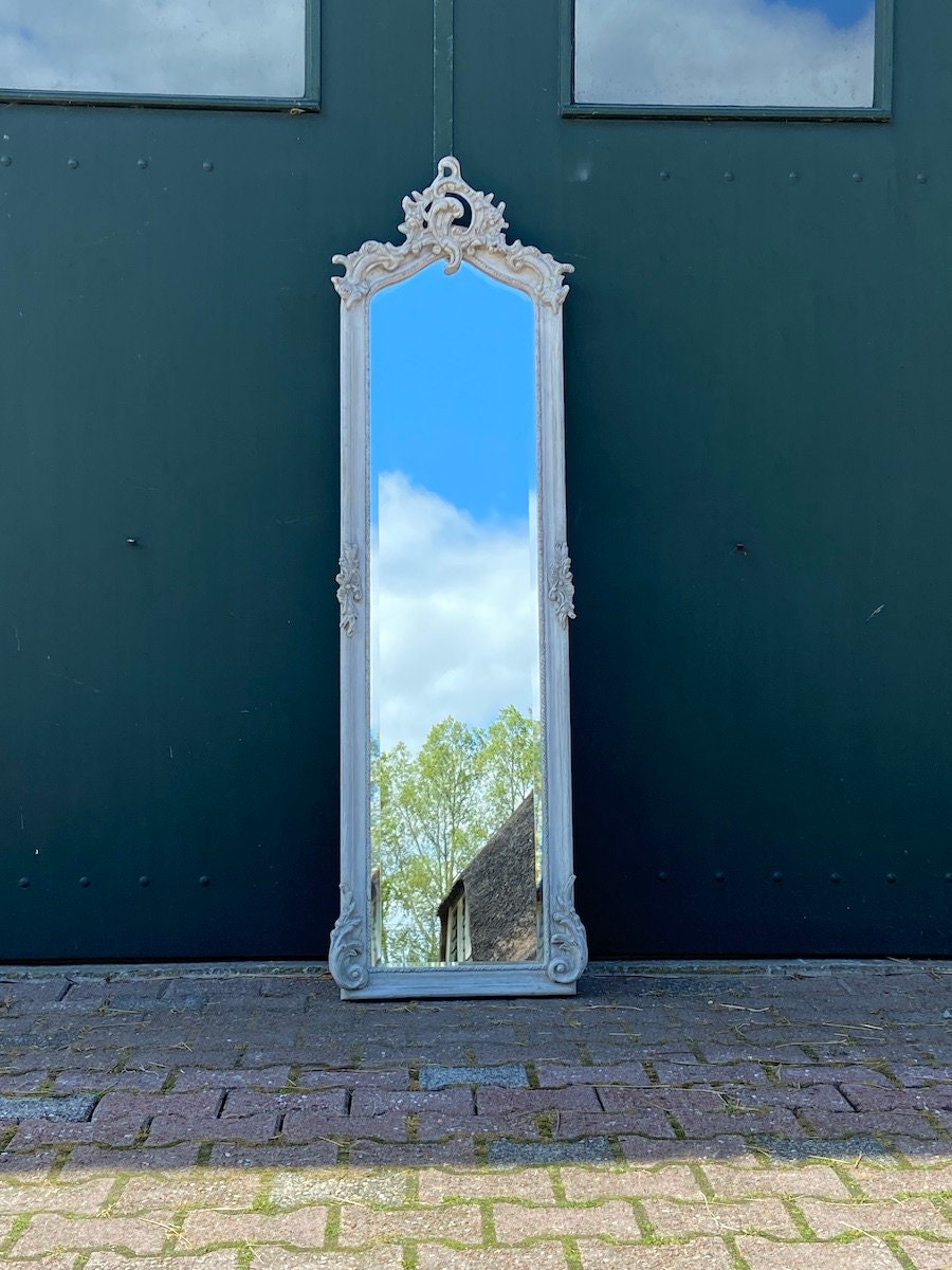 French Rococo Style Mirror in Full Length Antique Whitewash - Etsy