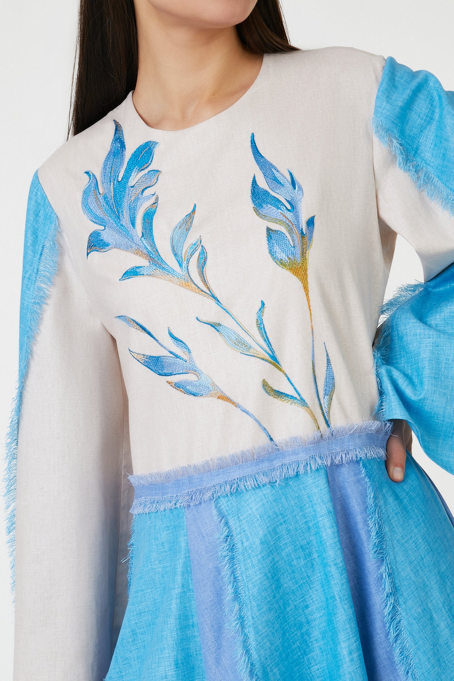 Embroidered dress. Evening gown. Unique handmade designer Etsy