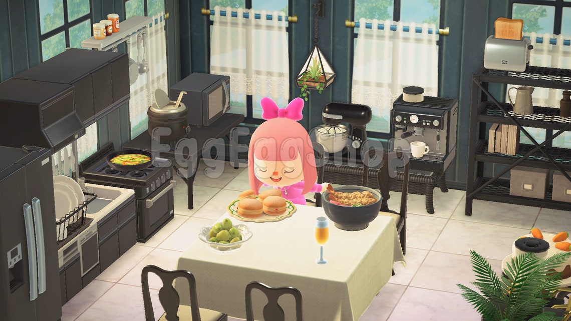 Black Kitchen Design Dining Restaurant Animal Crossing ACNH Etsy