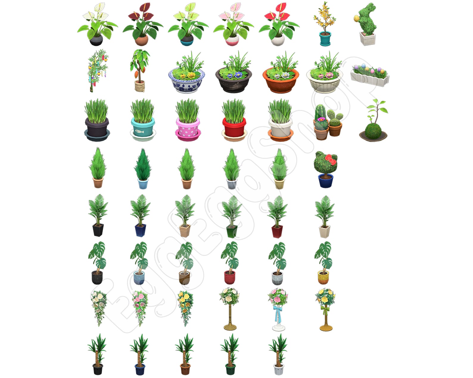 50 Household Plants Furniture Bundle Animal Crossing ACNH Etsy