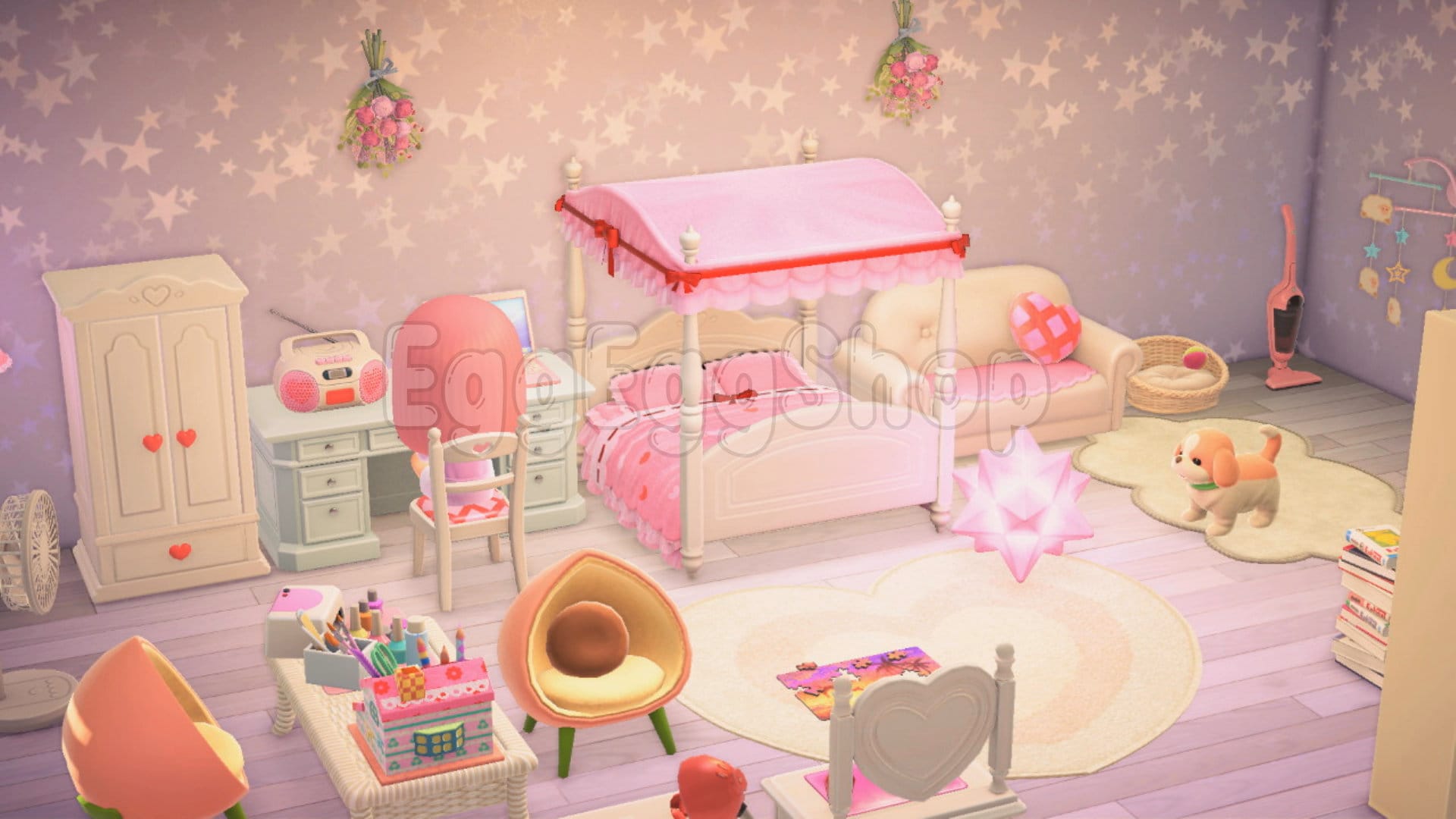 Pink Bedroom Design Cute Moon Nova Light Crossing ACNH Etsy