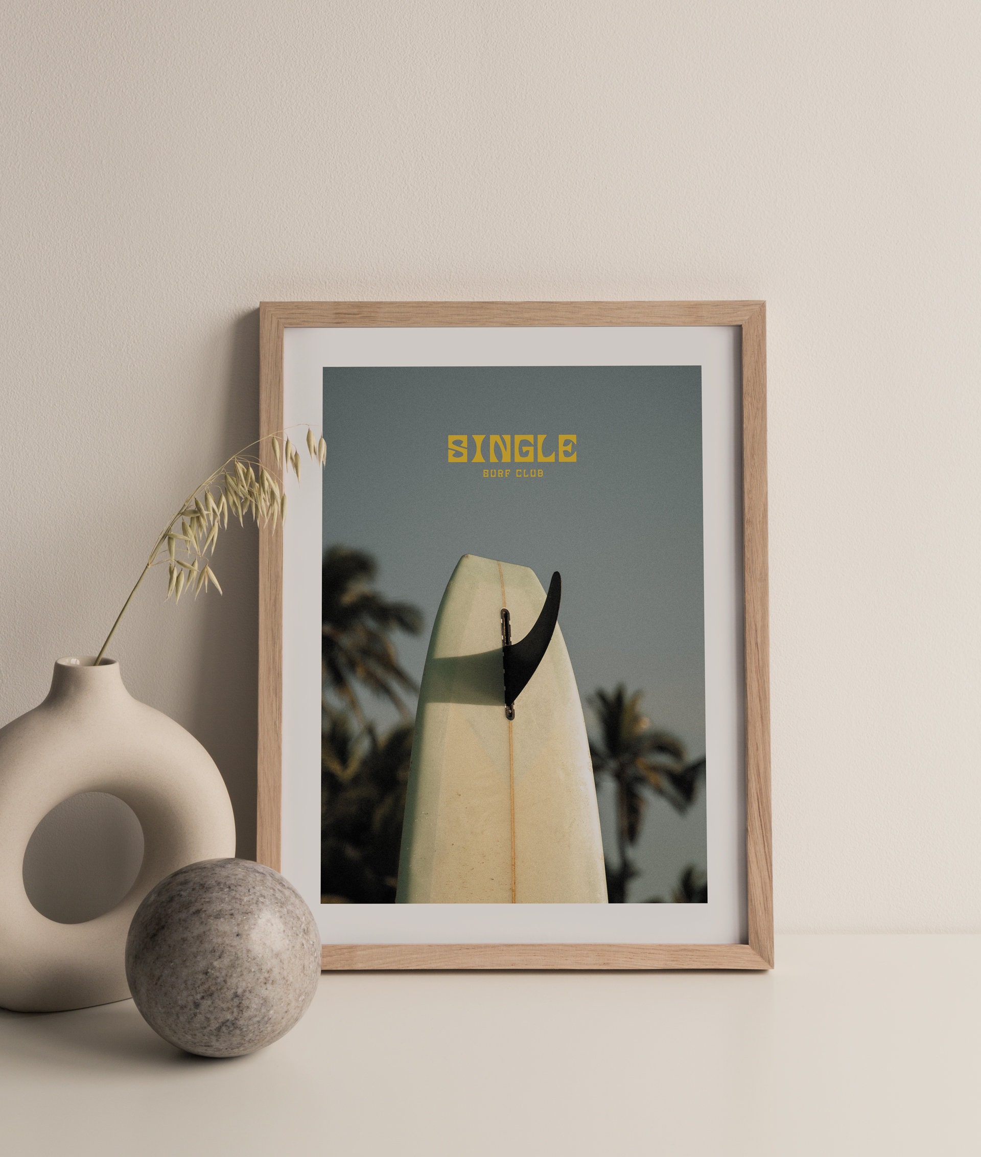 Poster Photographie Vintage Surf Single Fin - Tirage Poster Mat