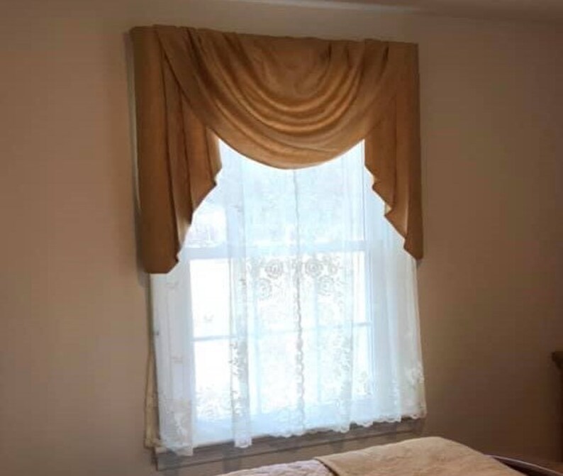 Vintage Gold Swag and Jabot Window Treatment, JC Penney Etsy