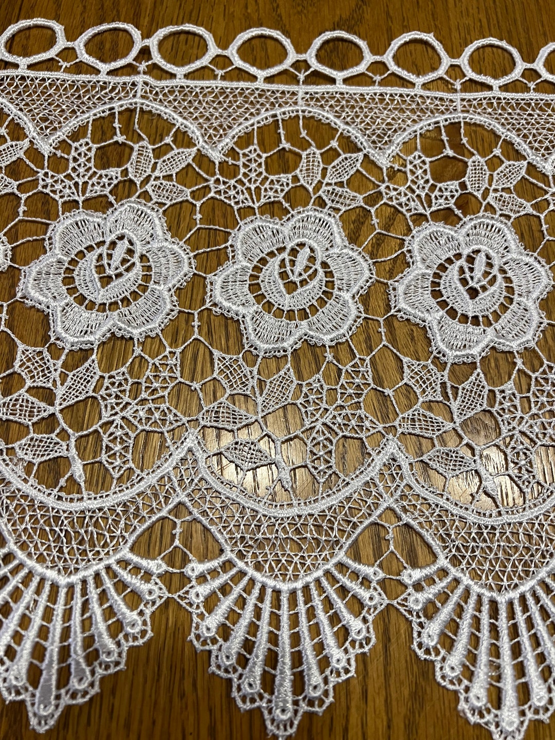 Medallion Macrame Lace Window Valance Floral WHITE Cottage Etsy