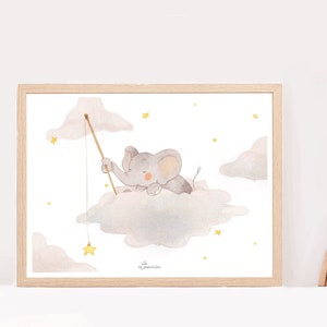 Poster Babyzimmer Elefant, Poster Kinderzimmer Tier, Dekoration Babyzimmer, Geschenk zur Geburt