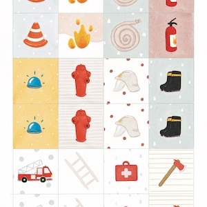 Pdf Gioco di memoria da STAMPARE Carte da gioco dei vigili del fuoco Carte da gioco educative di memoria per bambini