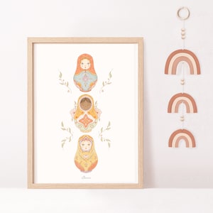 Cartel de muñeca de la habitación del bebé, cartel infantil, regalo de nacimiento, decoración de la habitación del bebé