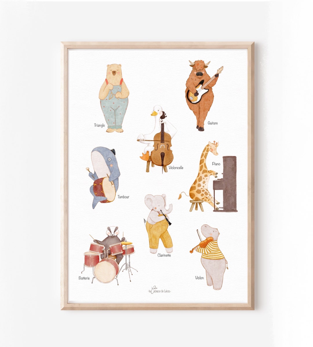 Imagine Instrument, Music, Baby Child Bedroom Learning Poster, Animals ...