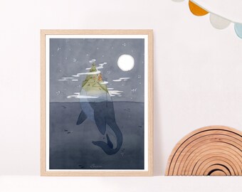 Poster whale decoration baby room, poster child room, gift birth