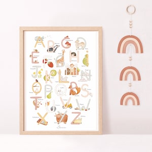 Póster del alfabeto de animales - Póster infantil - Decoración educativa para habitación de bebé