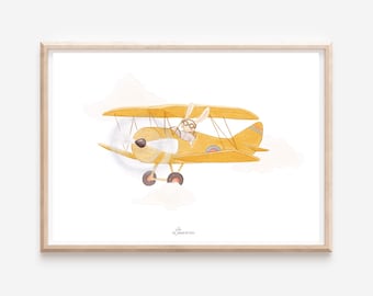 Póster de avión para habitación infantil, decoración de habitación para bebés, regalo de nacimiento