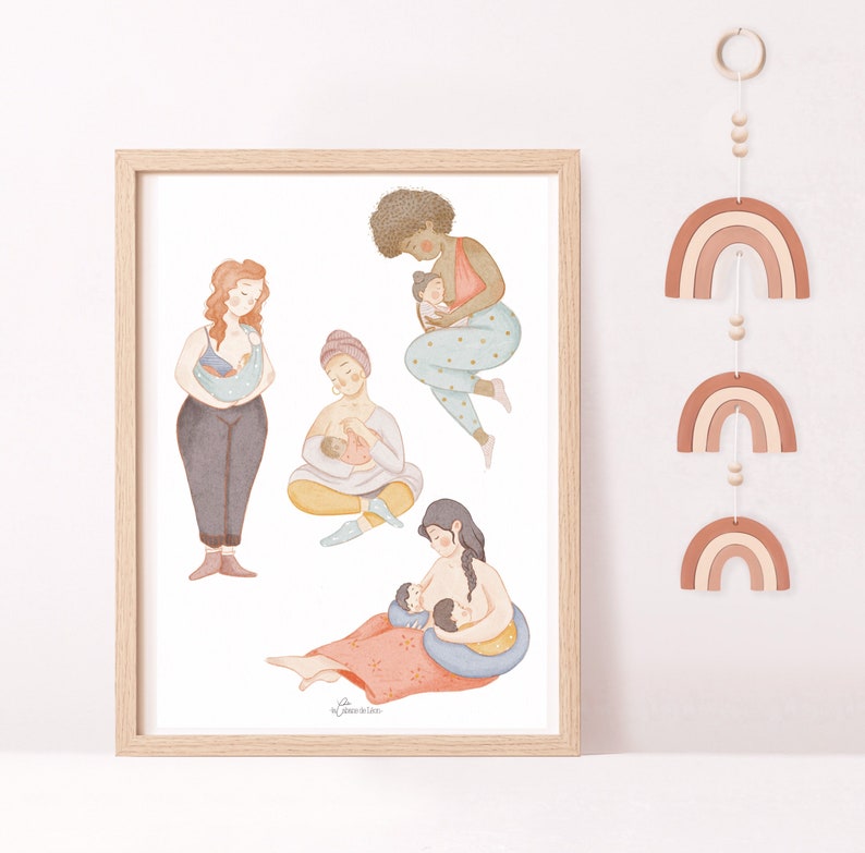 Cartel de lactancia materna, decoración madre y bebé. imagen 1