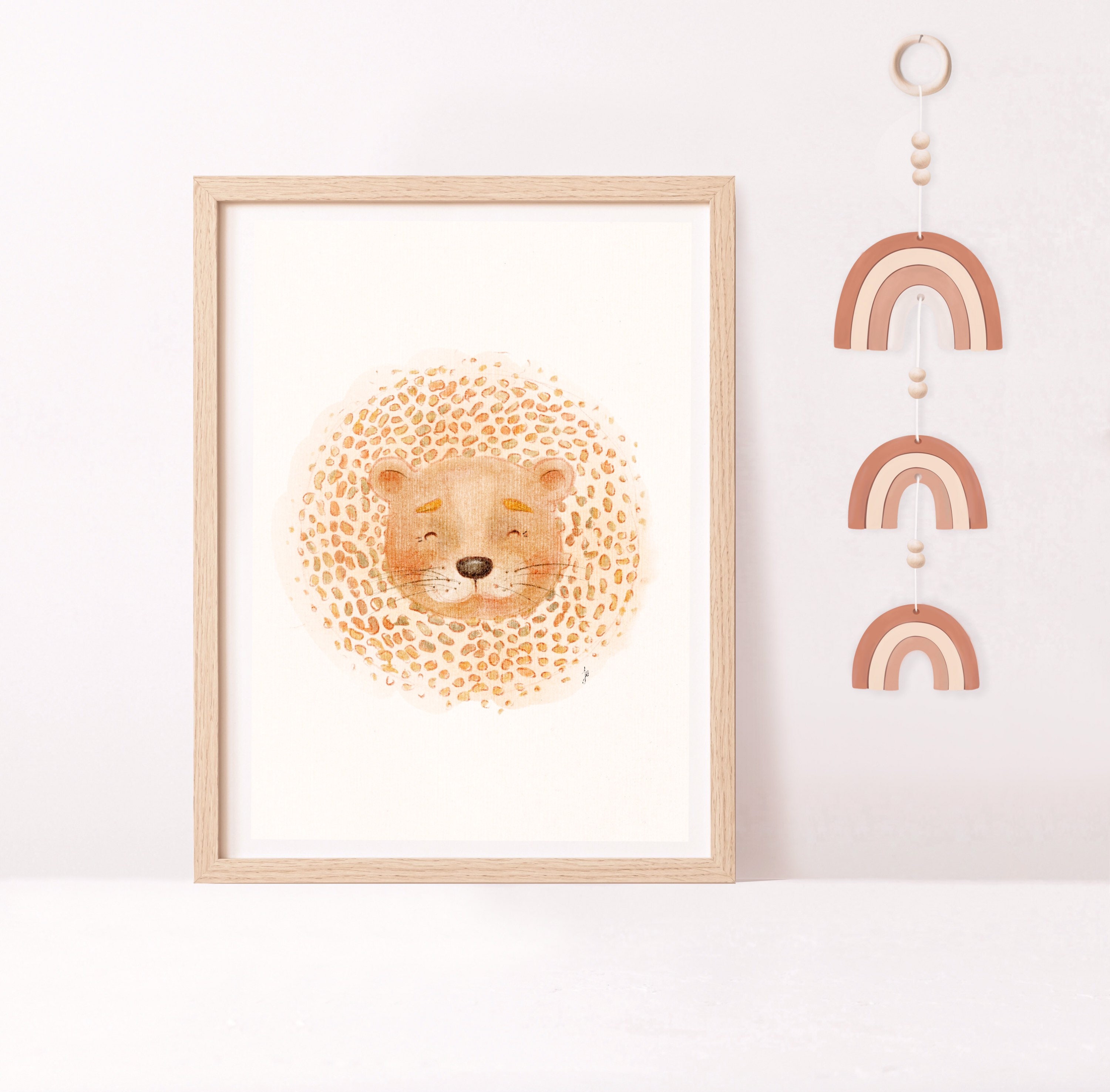 Affiche Poster Lion, Décoration Chambre Bébé Affiche Bebe Naissance Aquarelle