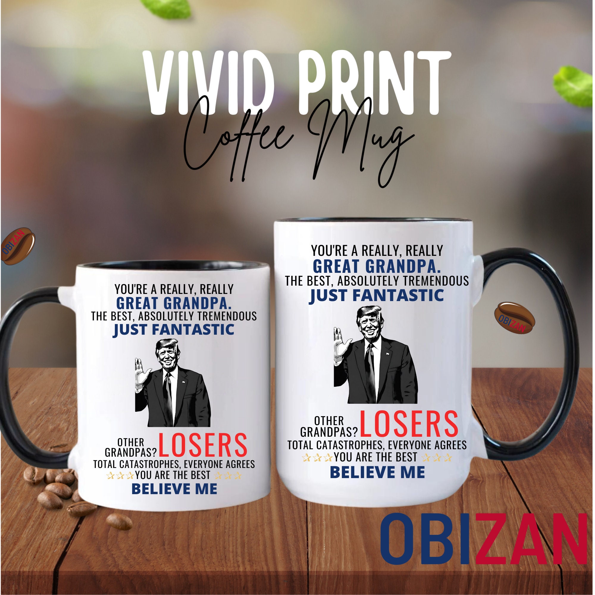 My Mom/Dad With Donald Trump Custom Photo Black Mug | Birthday Mug | F – Casual Chic Shop