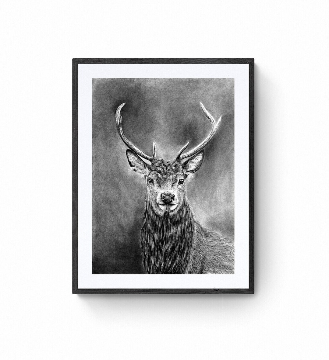 Black and White Stag Wall Art Deer Print Deer Wall Art Etsy