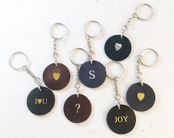 Personalized Mini Leather Keychain; Custom Keychain Handmade in Canada