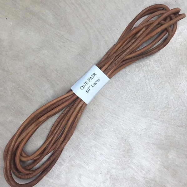Leather Round Laces for Boots or Shoes; Handmade in Canada Laces for Work Boots