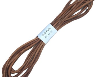 Lacets ronds en cuir faits main pour bottes ou chaussures - 80 pouces