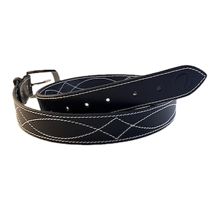 Full Grain Veg-Tanned Leather Gunslinger Stitched Belt Handcrafted in Canada