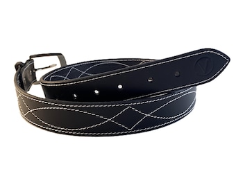 Full Grain Veg-Tanned Leather Gunslinger Stitched Belt Handcrafted in Canada