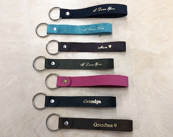 Personalized Leather Handle Keychain; Custom Keychain Handmade in Canada