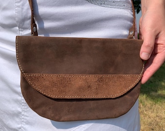 Handmade Leather Crossbody Purse, Small Leather Bag Made in Canada