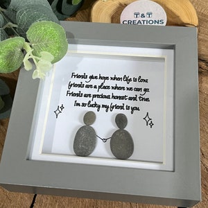 Pebble Art Friendship Frame: Personalised Friend Quote, Handmade, hope, distance, Gift for Friends
