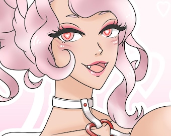 Valentine's Day Kiki 5x7 Satin Finish Print Mature Original Anime Inspired Art Yokai Demon Girls Kitsune Oni