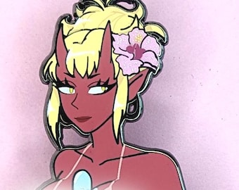Summer Yui '24 Hard Enamel Pin 3" Mature Adult Lewd Oni Japanese Folklore Inspired Demon Yokai Girl