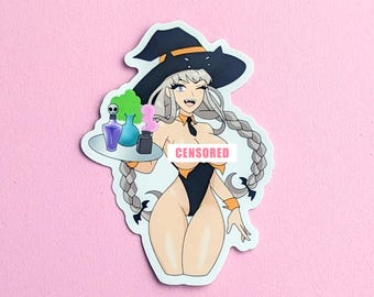 Halloween Witch 3.5" Matte Vinyl Sticker Original Anime Inspired Girl OC Sexy Potion Bunny Waitress Mature Fantasy Art