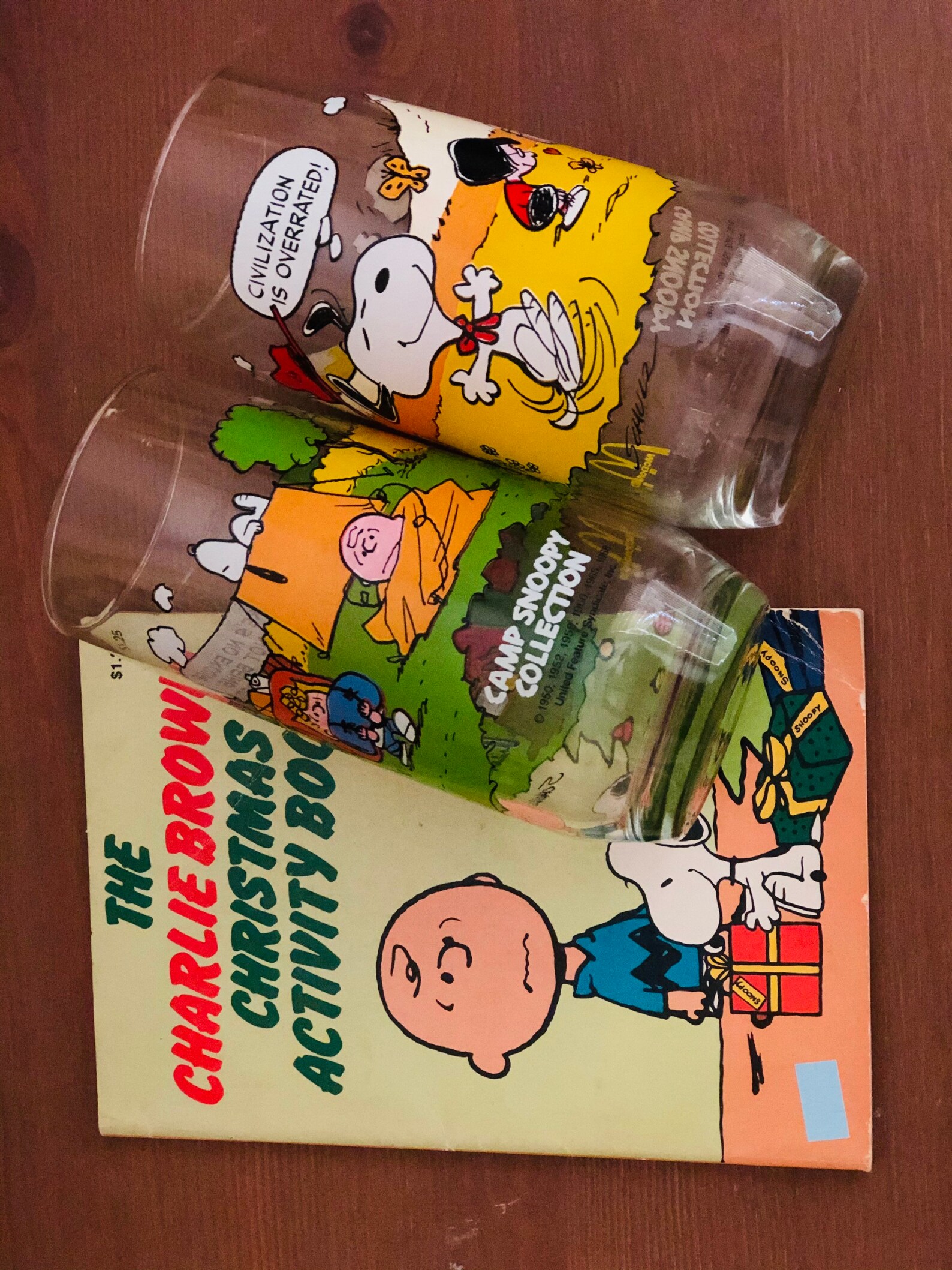 Vintage McDonald's Snoopy Charlie Brown Glass Cup Set of Etsy