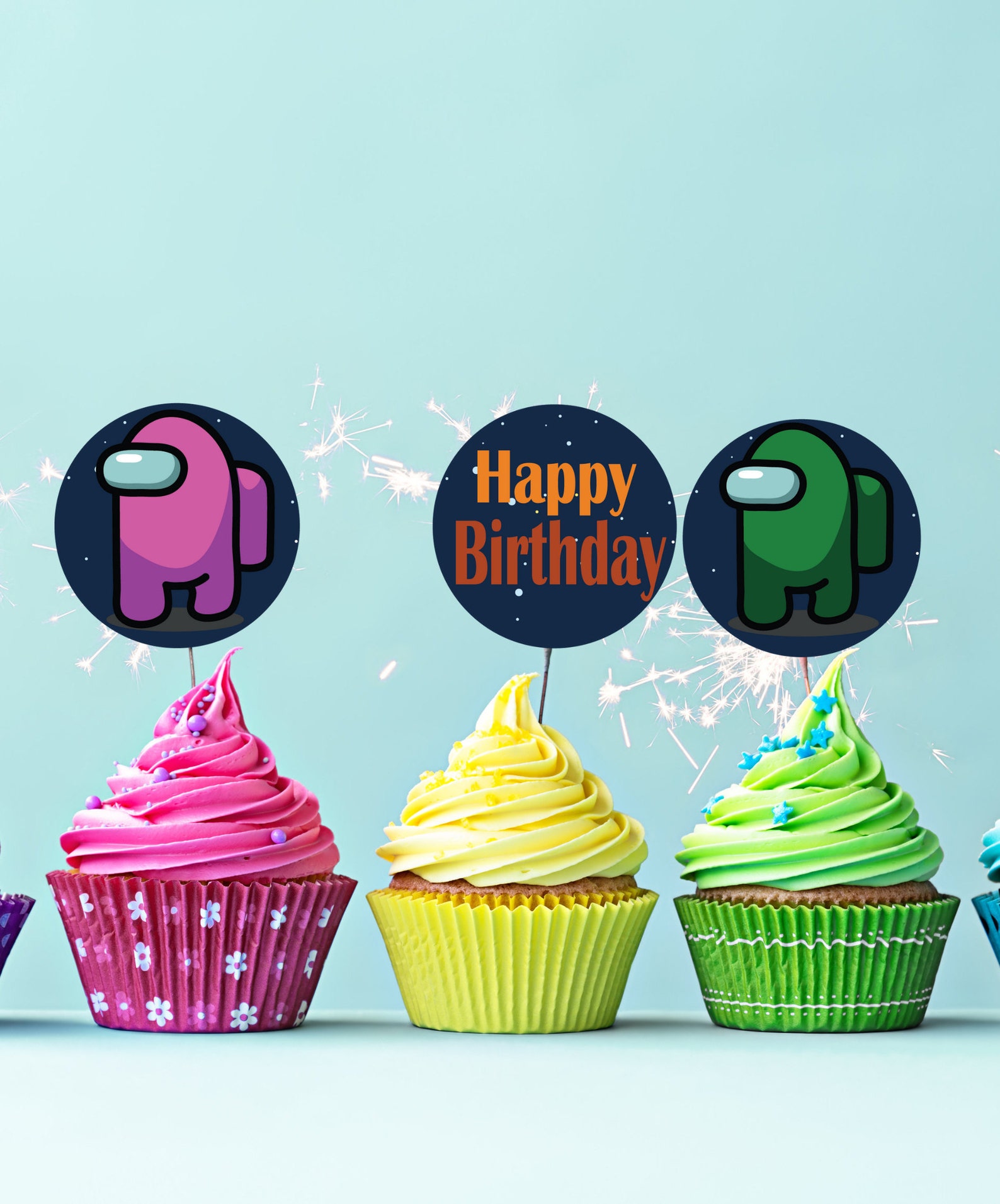 Among US Cupcake Toppers / Among us Birthday Party Decor / Etsy