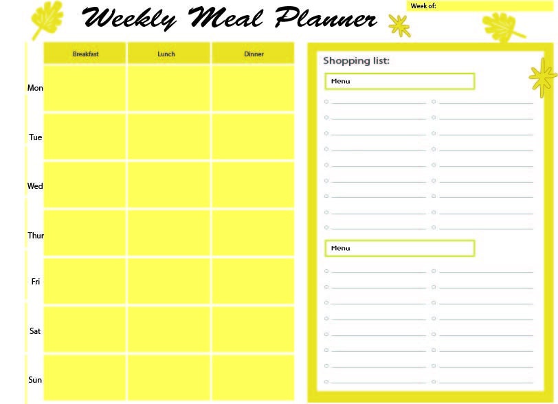 weekly meal planner pdf file etsy