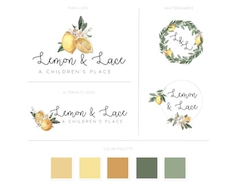 Premade Logo Design | Professional Logo Design | Photography Logo | Designer Logo | Business Logo | Lemon Logo | Logo Set | Design | Food