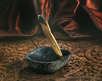 Palo santo holder, black stone Japanese incense burner dish, cone incense holder, bulk palo santo small, palo santo sticks, earthly wellness