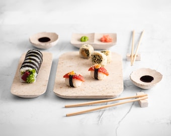 Large sushi dinner plates set, sushi serving set, christmas dinnerware, japanese set, sushi board, sushi plates, sushi gift set, sushi plate