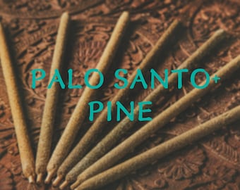PALO SANTO + PINE Leaf Oil, Natural long incense, Incense sticks to purify, 100% pure organic, Aromatic incense meditation yoga accessories