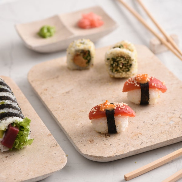 Large sushi dinner plates set, sushi serving set, christmas dinnerware, japanese set, sushi board, sushi plates, sushi gift set, sushi plate