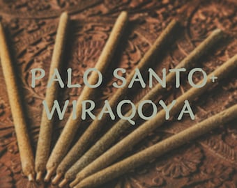 PALO SANTO + WIRAQOYA, Premium natural long incense, Peruvian fire rituals holy incense stick, Meditation relax body and mind, pure wiracoa