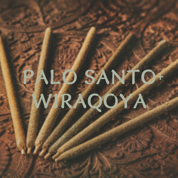 PALO SANTO + WIRAQOYA, Encens long naturel haut de gamme, Rituels du feu péruviens bâton d'encens sacré, Méditation relaxant le corps et l'esprit, wiracoa pur
