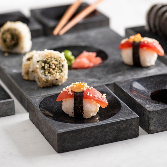 Large Black Sushi Set, Square Sushi Serving Set, Black Stone Sushi Set,  Sushi Plate, Sushi Gift Set, Japanese Set, Sushi Plates 