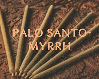 PALO SANTO + MYRRH resin, Natural long incense, Incense sticks to purify, 100% pure natural organic, Aromatic incense meditation accessories