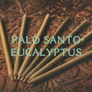 PALO SANTO + EUCALYPTUS Natural long incense, ritual holy wood incense stick, safe space, meditation aromatherapy yoga cleansing relaxation