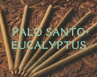 PALO SANTO + EUCALYPTUS Natural long incense, ritual holy wood incense stick, safe space, meditation aromatherapy yoga cleansing relaxation