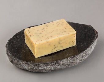 Black modern soap dish, kitchen soap tray, stone soap draining dish