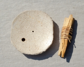 Incense holder stone, Palo Santo burner, wellness gift, home cleansing kit, self care gift package, incense cones holder, palo santo sticks